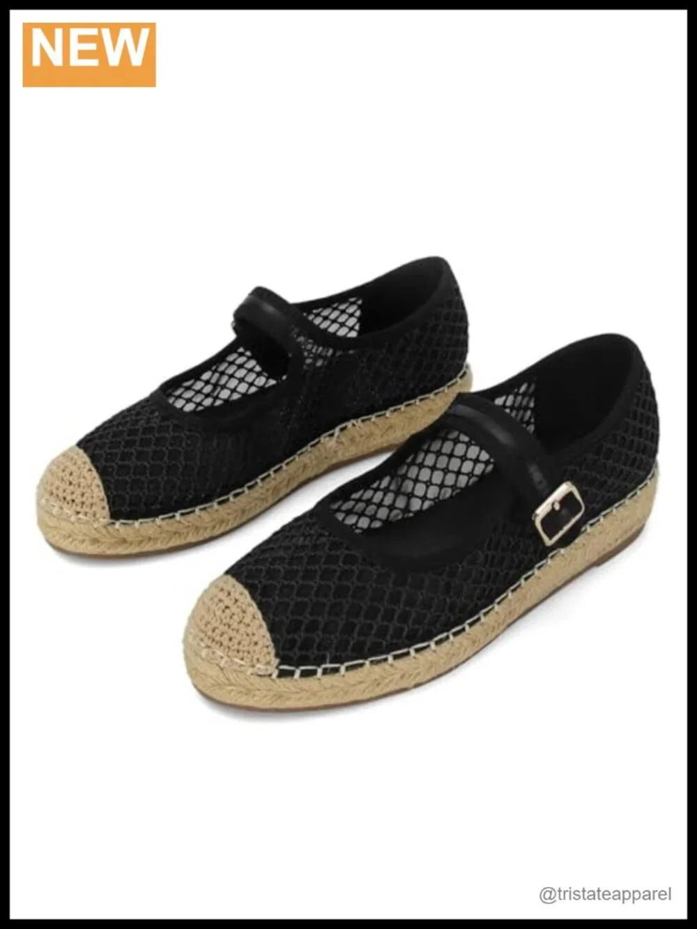 Women's Platform Mary Jane Espadrille Flats Mesh Woven Raffia Buckle Strap
